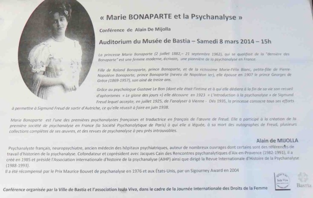 Musée de Bastia : Marie Bonaparte et la Psychanalyse par Alain de Mijolla Musée de Bastia : Marie Bonaparte et la Psychanalyse par Alain de Mijolla