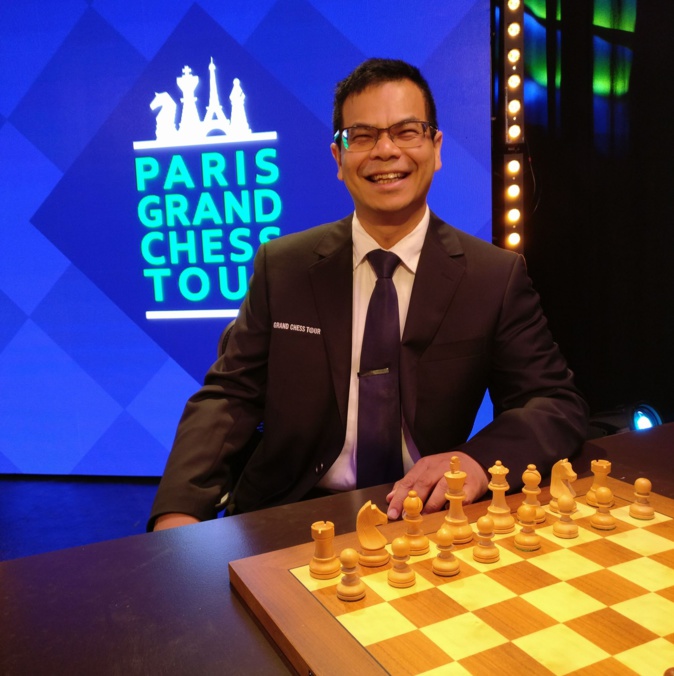 Akkhavanh Vilairsan, président de la ligue corse d'échecs lors du Grand Chess Tour de Paris en 2018. Capture d'écran Facebook @AkkhaVilaisarn