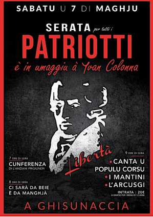 Ghisonaccia : serata per tutti i patriotti è in ummagiu à Yvan Colonna Ghisonaccia : serata per tutti i patriotti è in ummagiu à Yvan Colonna