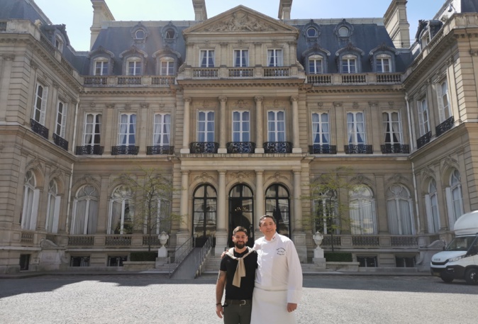 Jean-Christophe Arrii et le Chef Yves Roquel se sont rencontrés à l'ambassade des États-Unis à Paris en avril dernier. Crédits Photo : Oliu di Corsica