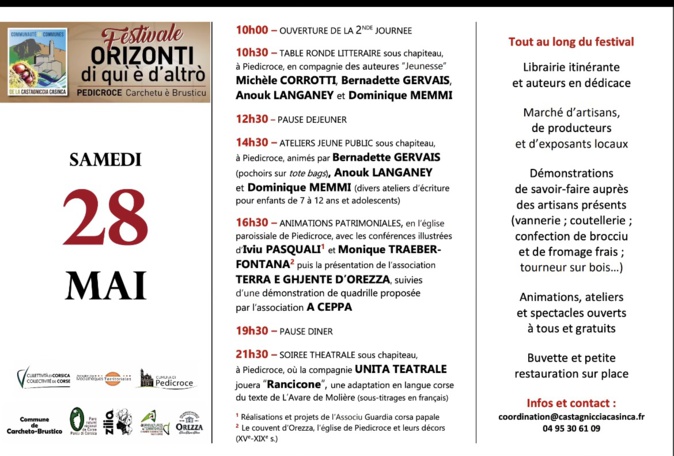 Festivale Orizonti di qui è d’altro : Coup d’envoi d’un nouveau festival culturel itinérant en Castagniccia Festivale Orizonti di qui è d’altro : Coup d’envoi d’un nouveau festival culturel itinérant en Castagniccia