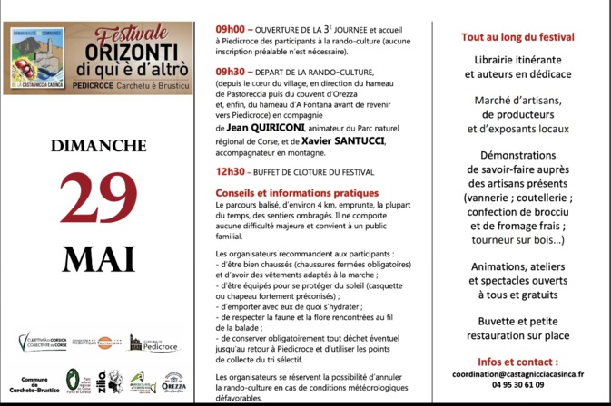 Festivale Orizonti di qui è d’altro : Coup d’envoi d’un nouveau festival culturel itinérant en Castagniccia Festivale Orizonti di qui è d’altro : Coup d’envoi d’un nouveau festival culturel itinérant en Castagniccia
