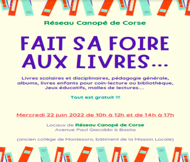 Bastia : une foire aux livres et jeux éducatifs gratuits mercredi 22 juin