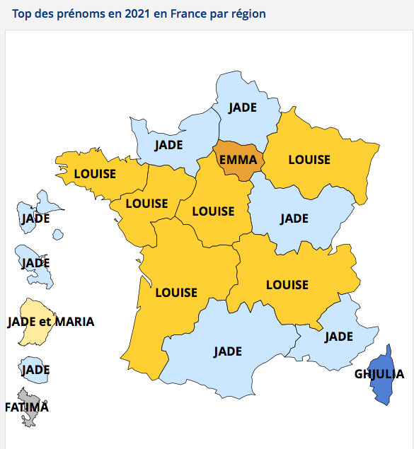 Les prénoms les plus donnés en 2021 en Corse sont... Les prénoms les plus donnés en 2021 en Corse sont...