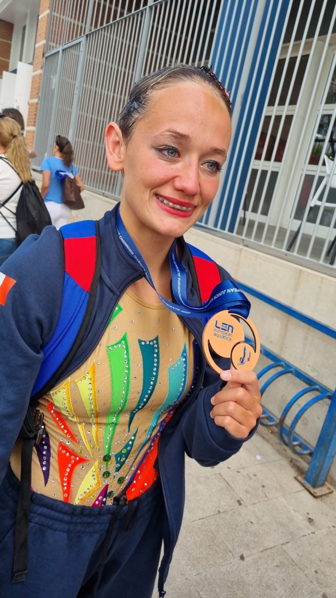 L'émotion de Manon Venturi peu après avoir reçu la médaille de bronze L'émotion de Manon Venturi peu après avoir reçu la médaille de bronze