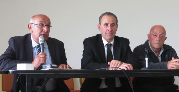 Pierre-Marie Mancini, Ange-Pierre Vivoni et Louis Sabini, maire d'Olmeta-di-Tuda.