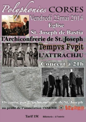 Bastia : Concert de Tempvs Fvgit et l’Attrachju au profit d'INSEME Bastia : Concert de Tempvs Fvgit et l’Attrachju au profit d'INSEME