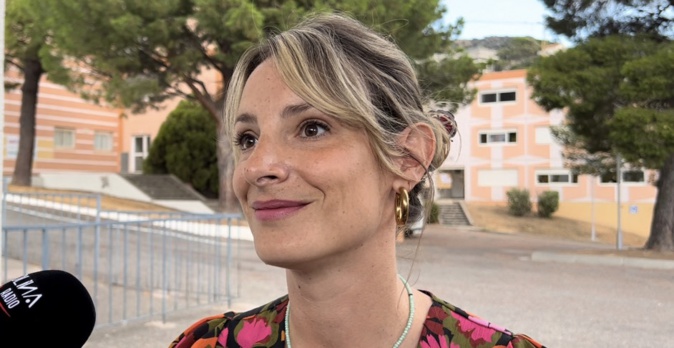 Antonia Luciani, Conseillère exécutive en charge de l’éducation et de la formation, au lycée Giocante de Casabianca à Bastia, le 2 septembre 2022, jour de la rentrée des classes. Photo CNI.