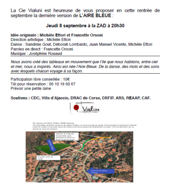 L'aire bleue : un spectacle de la Cie Vialuni ce 8 septembre à la ZAD de Pietralba