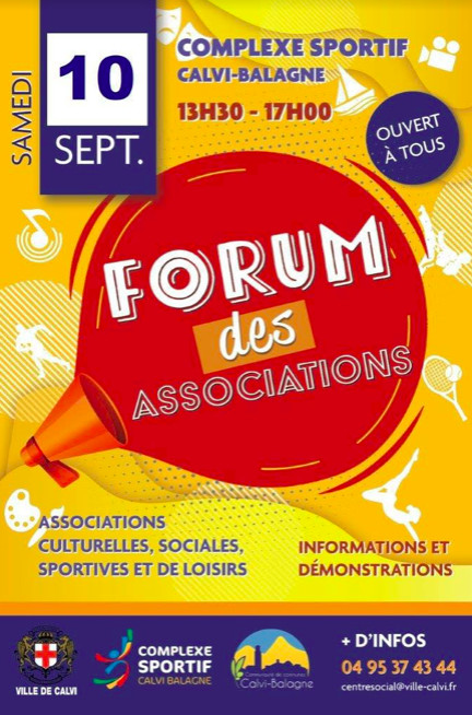 Le Forum des Associations c'est ce 10 septembre au complexe sportif Calvi-Balagne