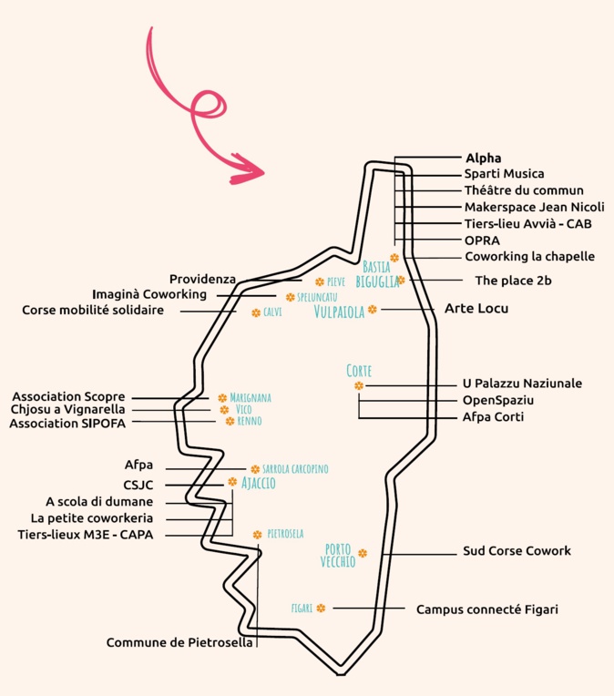 Les différents Tiers-lieux existant déjà en Corse. Les différents Tiers-lieux existant déjà en Corse.