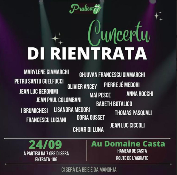 Un cuncertu di rientrata ce 24 septembre au domaine Casta