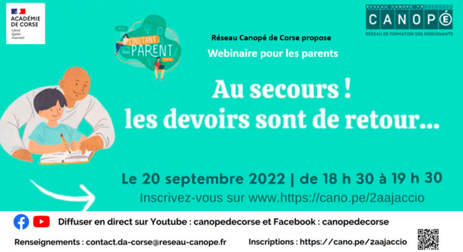 L’instant parent ! : Le Canopé de Corse lance un webinaire gratuit sur l'école et la parentalité L’instant parent ! : Le Canopé de Corse lance un webinaire gratuit sur l'école et la parentalité