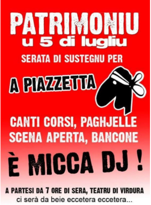 Serata di sustegnu per a Piazzetta in Patrimoniu Serata di sustegnu per a Piazzetta in Patrimoniu