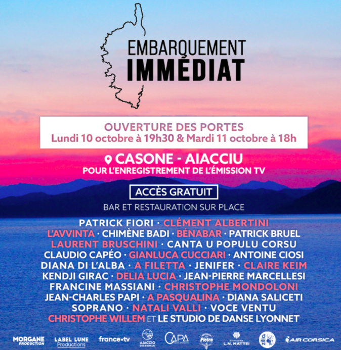 Ajaccio: tournage de l'émission " Embarquement immédiat" avec Patrick Fiori, ce lundi au Casone