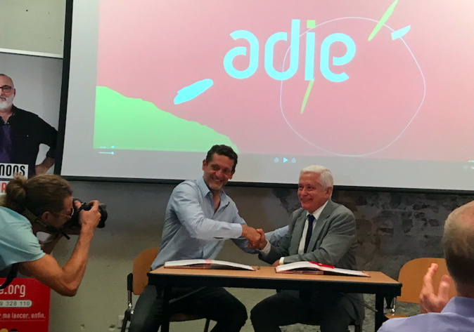 Yvan Franchi, le directeur territorial de l’Adie en Corse et Alex Vinciguerra, président de l'ADEC Yvan Franchi, le directeur territorial de l’Adie en Corse et Alex Vinciguerra, président de l'ADEC