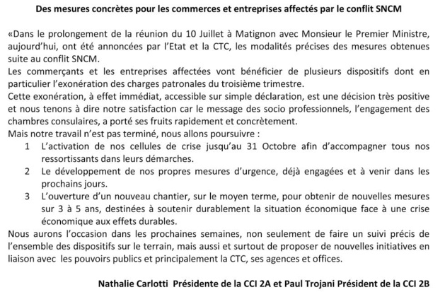 Le dispositif exceptionnel pour les entreprises corses affectées par la grève de la SNCM est en place
