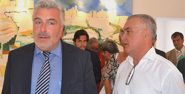 Frédéric Cuvillier en compagnie de Gérard Romiti, président du comité régional des pêches (Alcudina.fr)