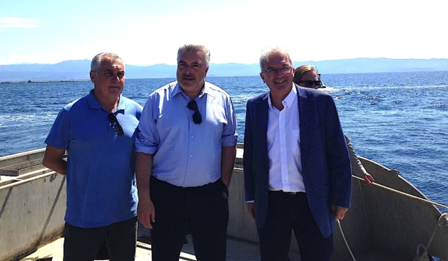 Gérard Romiti, Frédéric Cuvillier et Philippe Riera, président de la société Gloria Maris Corsica