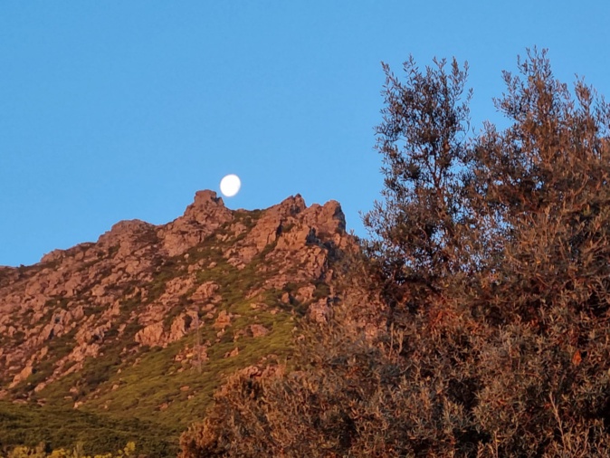 La photo du jour : quand la lune se pose sur les contreforts du Monte Stellu