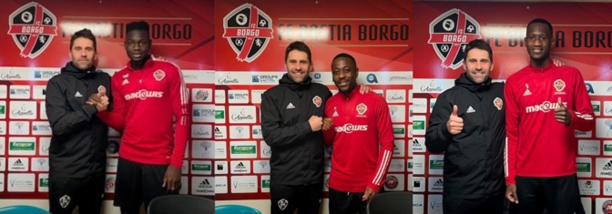Le coach Alex Torres et ses nouvelles recrues : Diabate, Dzabana et NGouabi (photo FCB)