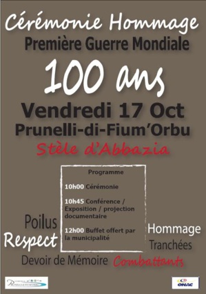 Prunelli-di-Fium’Orbu commémore le centenaire de la Guerre de 14-18 Prunelli-di-Fium’Orbu commémore le centenaire de la Guerre de 14-18