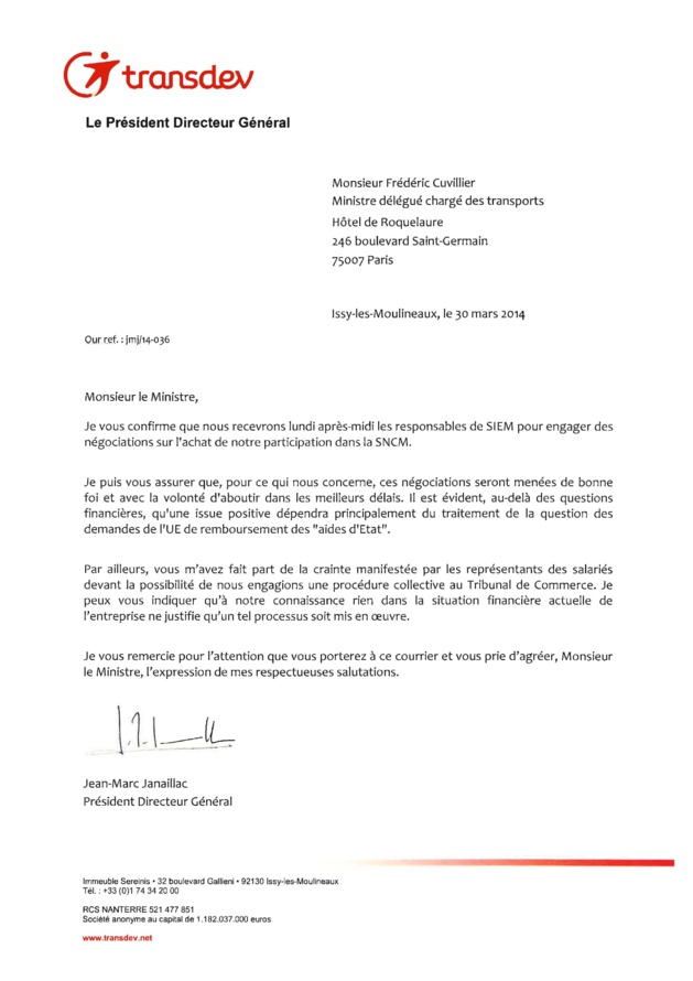CFE-CGC de la SNCM :"Les comptes 2013 du groupe TRANSDEV sont enfin accessibles..." CFE-CGC de la SNCM :"Les comptes 2013 du groupe TRANSDEV sont enfin accessibles..."