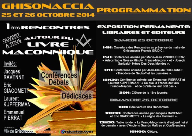 Ghisonaccia : Les premières rencontres en Corse du livre maçonnique Ghisonaccia : Les premières rencontres en Corse du livre maçonnique