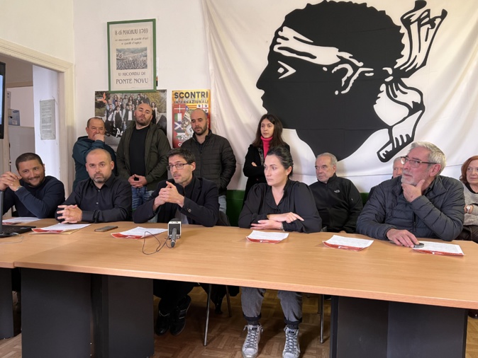 La conférence de presse de ce lundi dans les locaux bastiais du mouvement La conférence de presse de ce lundi dans les locaux bastiais du mouvement