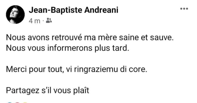 Patrimonio : retrouvée saine et sauve Patrimonio : retrouvée saine et sauve