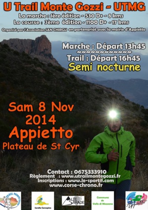 Appietto : La troisième édition du trail UTMG le 8 Novembre Appietto : La troisième édition du trail UTMG le 8 Novembre