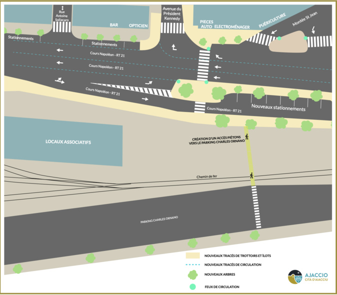 Les travaux prévus au carrefour cours Napoléon/avenue Kennedy Les travaux prévus au carrefour cours Napoléon/avenue Kennedy