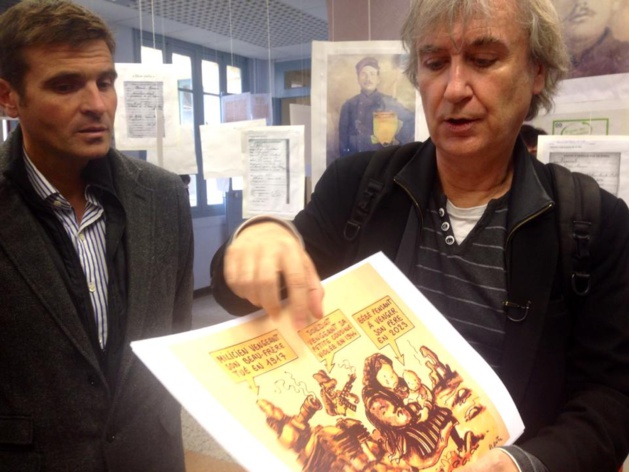 Mr Mondoloni, proviseur du lycée-collège de Corté avec Plantu