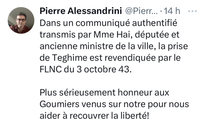 Quand une députée Renaissance apparente les Goumiers au FLNC Quand une députée Renaissance apparente les Goumiers au FLNC