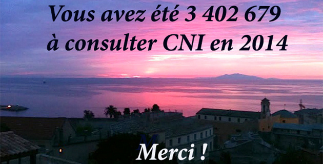 Vous avez été 3 402 679 à consulter Corse Net Infos en 2014 !