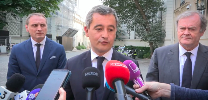 Gérald Darmanin avec les deux préfets de Corse Gérald Darmanin avec les deux préfets de Corse