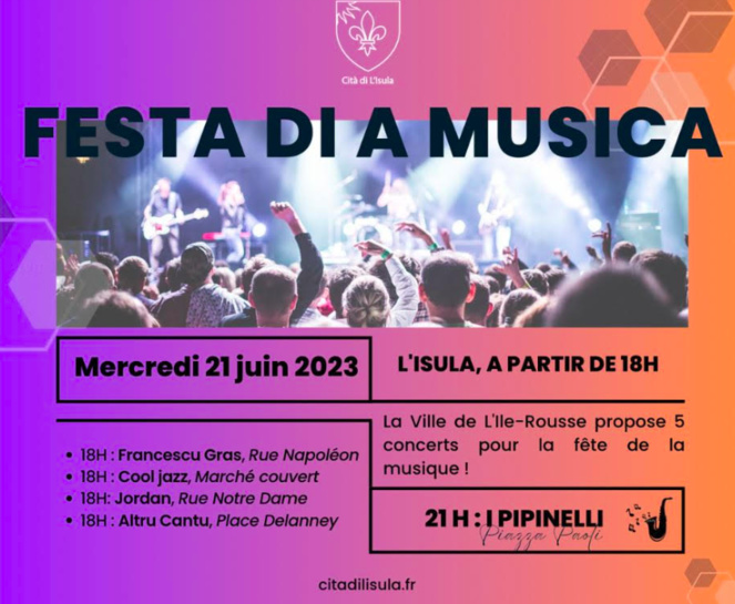 Fête de la musique à L'Ile-Rousse : 5 concerts pour une grande soirée musicale