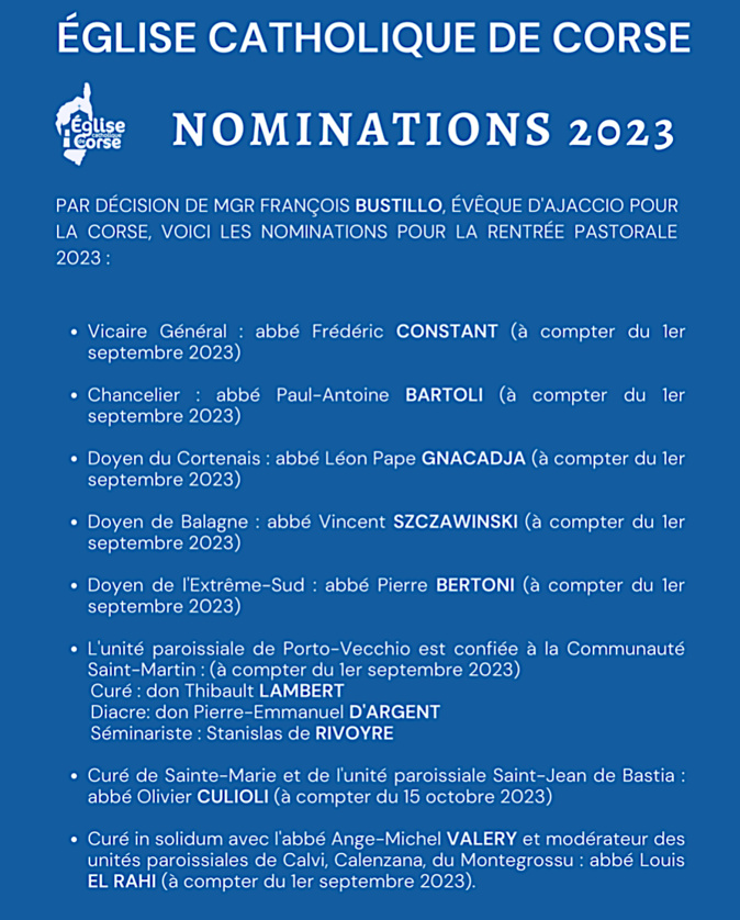 Église : l'abbé Frédéric Constant devient le nouveau vicaire général de Corse Église : l'abbé Frédéric Constant devient le nouveau vicaire général de Corse