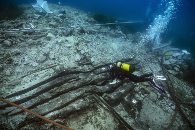 Découverte en 2005, l'épave Sanguinaires C gît par 19 mètres de profondeur au large des îles éponymes et n'en finit pas d'intéresser archéologues et passionnés d'histoire, au vu des nombreux secrets qu'elle renferme (Photo : Teddy Seguin / ARASM / DRASSM)