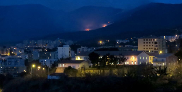 Les flammes vues de Bastia