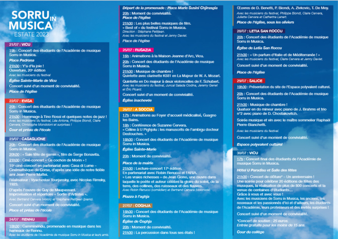 Sorru in Musica : La magie de la musique classique s'invite de nouveau en Corse Sorru in Musica : La magie de la musique classique s'invite de nouveau en Corse