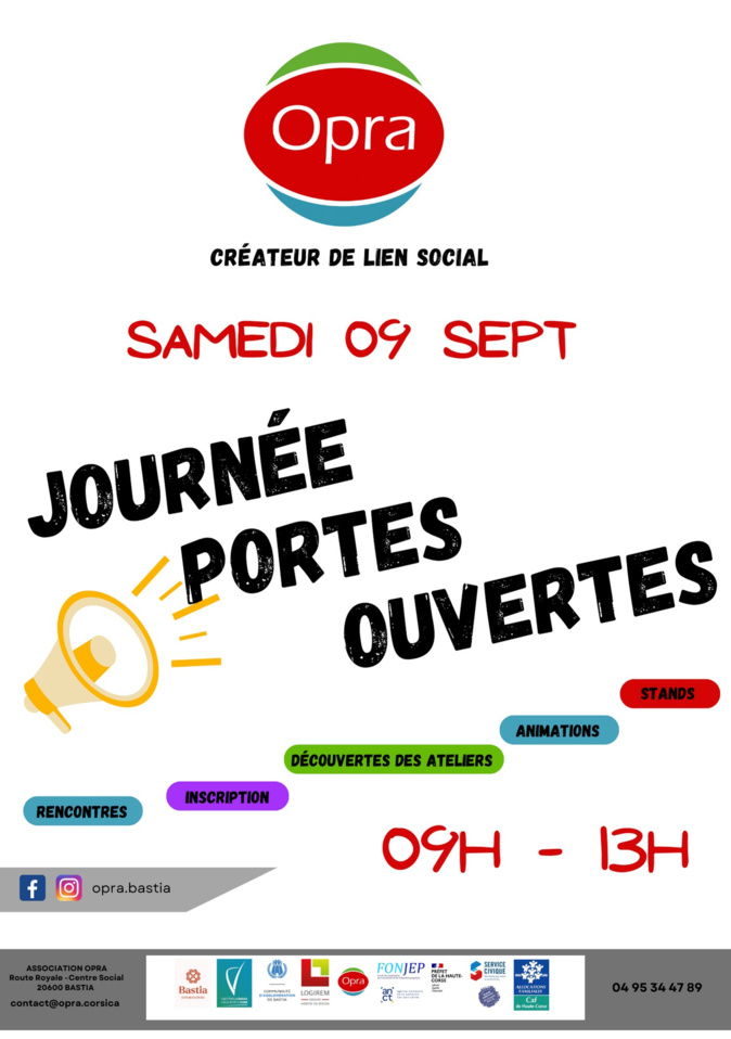 Bastia : Journée Portes ouvertes à OPRA samedi 9 septembre Bastia : Journée Portes ouvertes à OPRA samedi 9 septembre