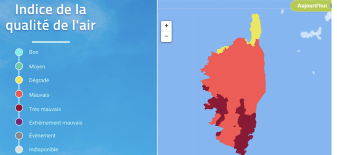 Carte de l'indice ATMO de la qualité de l'air pour la journée du lundi 18 septembre Carte de l'indice ATMO de la qualité de l'air pour la journée du lundi 18 septembre