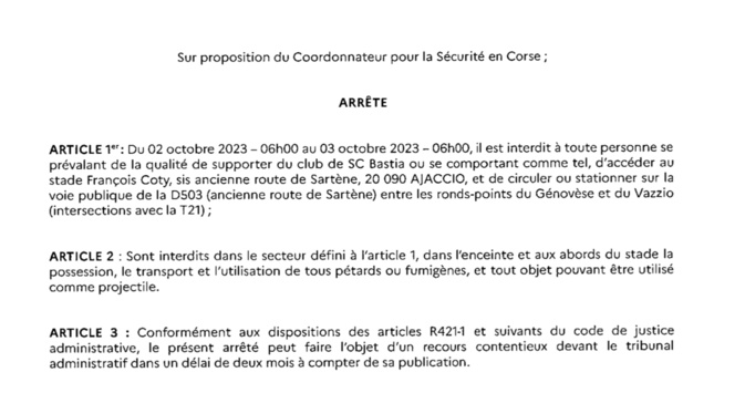 ACA - SCB : les supporters bastiais interdits de stade à Ajaccio ACA - SCB : les supporters bastiais interdits de stade à Ajaccio