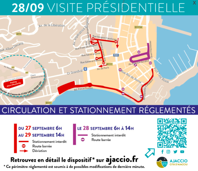 Emmanuel Macron à Ajaccio : quelles perturbations en ville ? Emmanuel Macron à Ajaccio : quelles perturbations en ville ?
