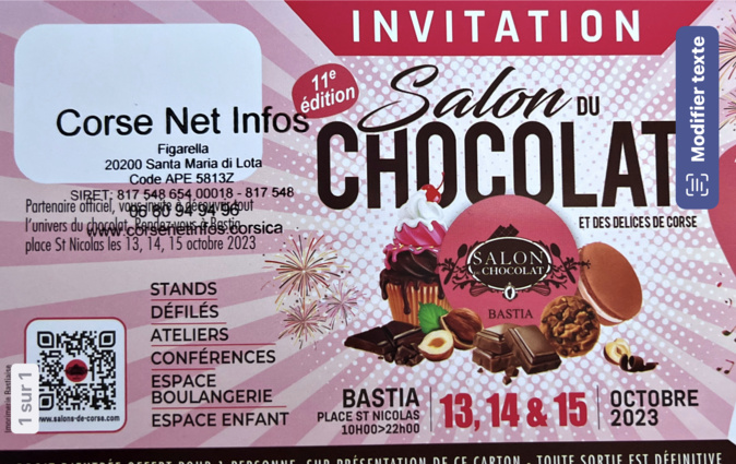 Gagnez des places pour le Salon du chocolat de Bastia avec CNI