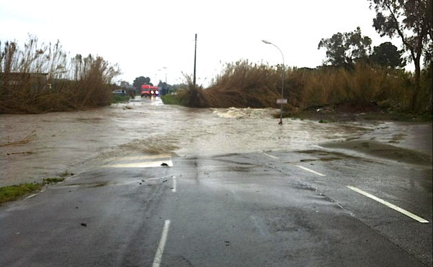 Le pont du Bevinco où la voiture a été emportée (@Sdis2b) Le pont du Bevinco où la voiture a été emportée (@Sdis2b)