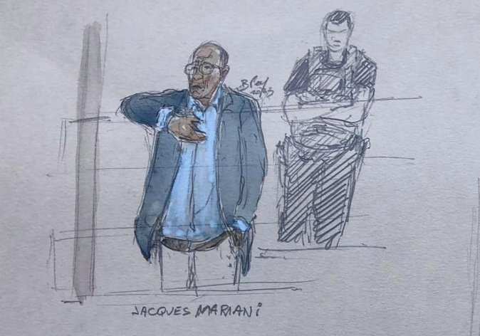 Croquis d'audience de Jacques Mariani, au palais de justice de Paris, le 11 septembre 2023 AFP