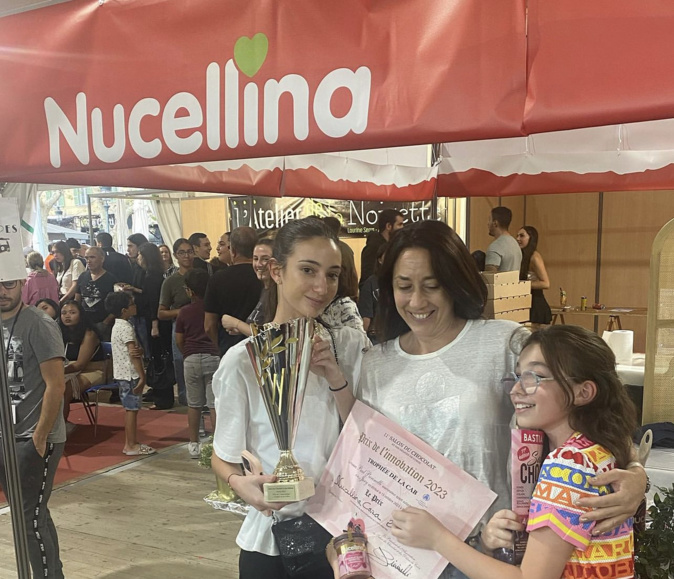 Prix de l'innovation 2023 décerné par la CAB au salon du chocolat de Bastia pour la Nucellina de Florence Marsili (Insta Nucellina)