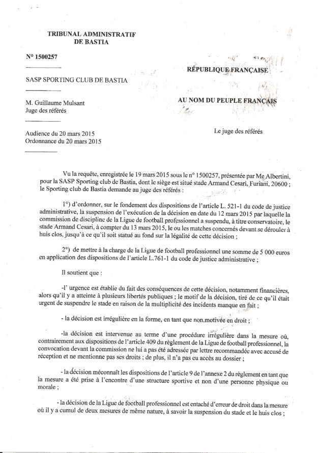 Sporting-Guingamp se jouera à Istres : Le référé-suspension du club rejeté Sporting-Guingamp se jouera à Istres : Le référé-suspension du club rejeté